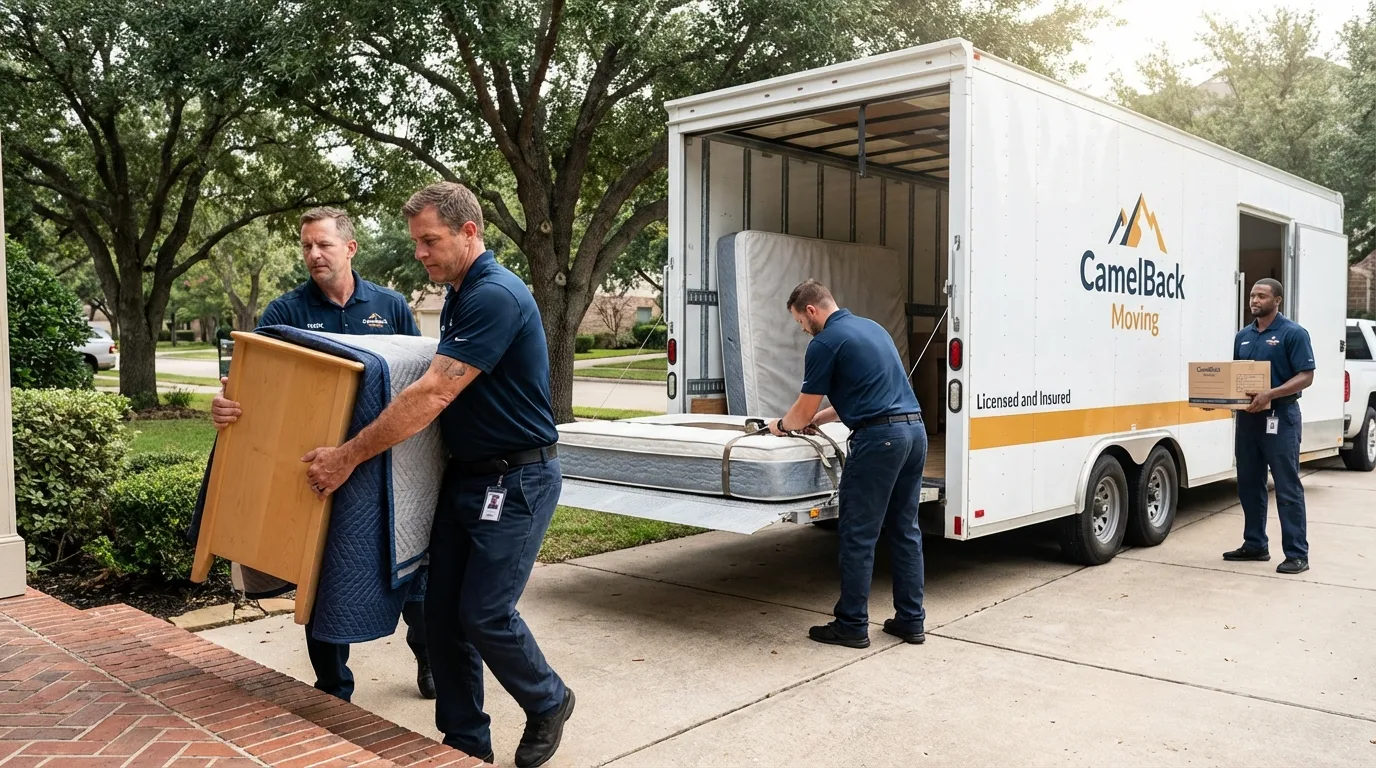 Crew loading residential truck for cross-state move from Scarsdale, NY